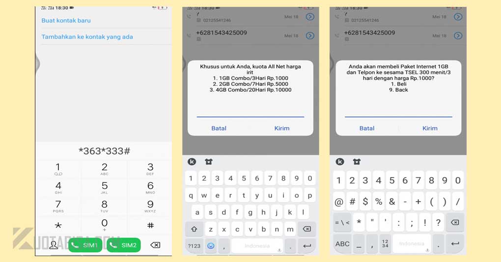 Dial USSD Paket Internet Telkomsel 1000 rupiah 1GB