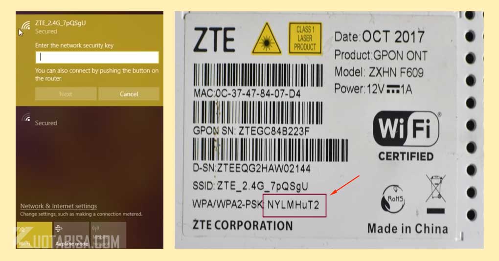 Nomor Serial ZTE F609