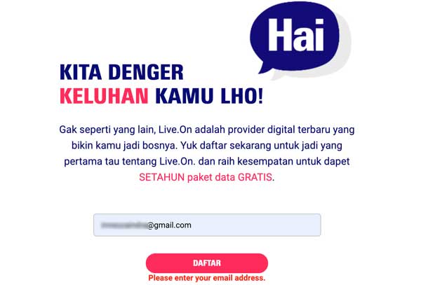 Cara Mengaktifkan Paket Internet Gratis LiveOn