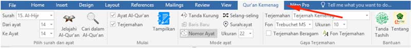 Tab Quran in Word Kemenag