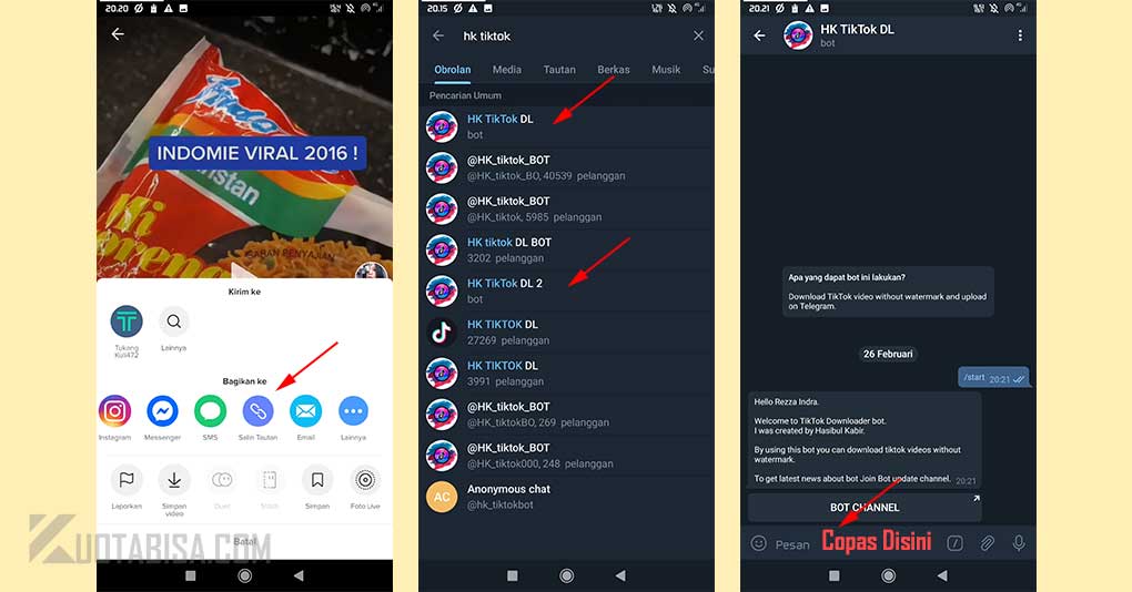 Download Video di TikTok Tanpa Watermark dengan Telegram